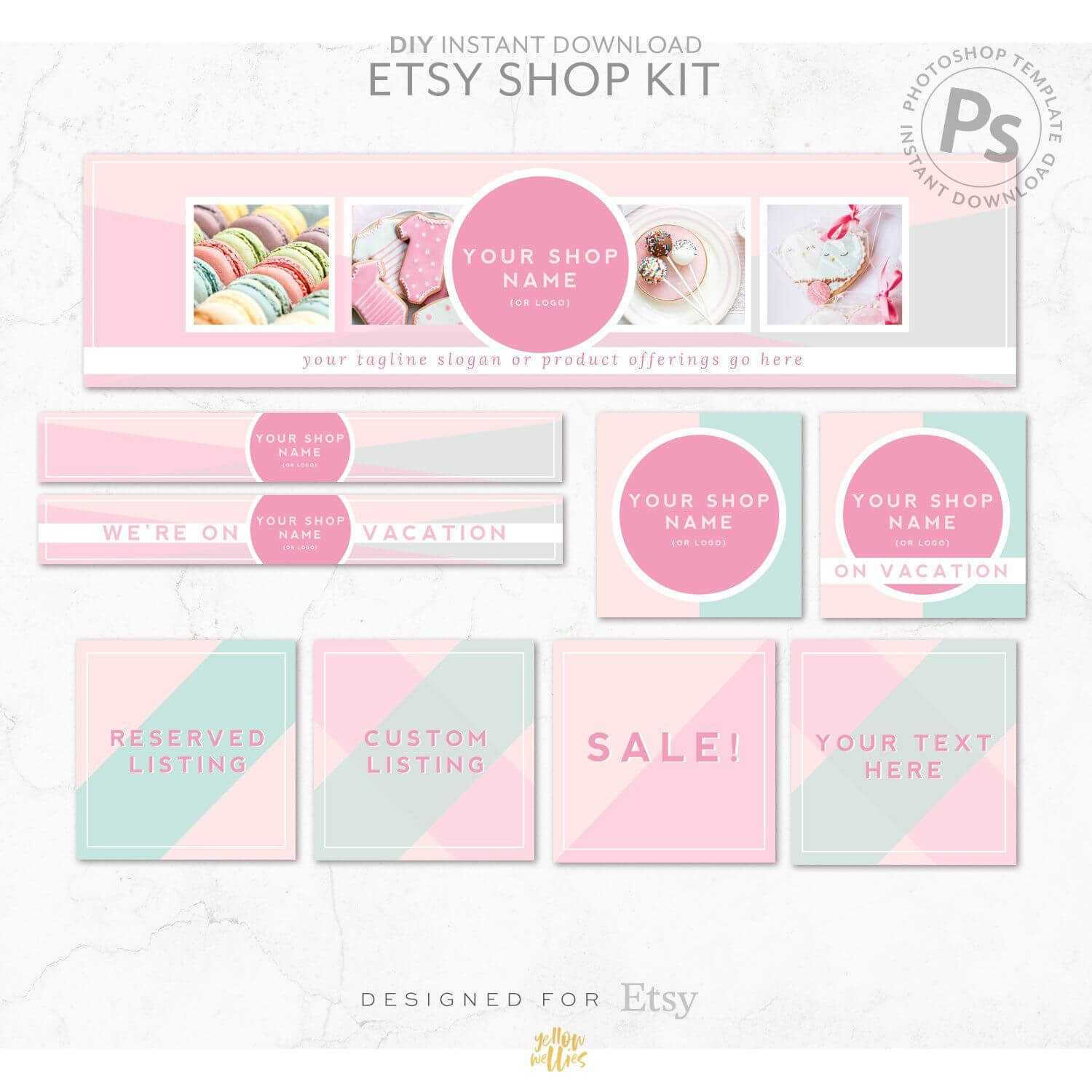 Diy Editable Etsy Shop Graphic Bundle Kit | Etsy Banner With Etsy Banner Template