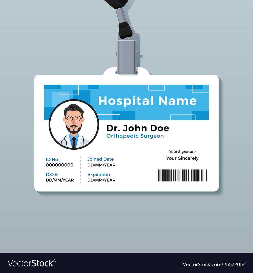 Doctor Id Badge Medical Identity Card Template Vector Image Within Hospital Id Card Template