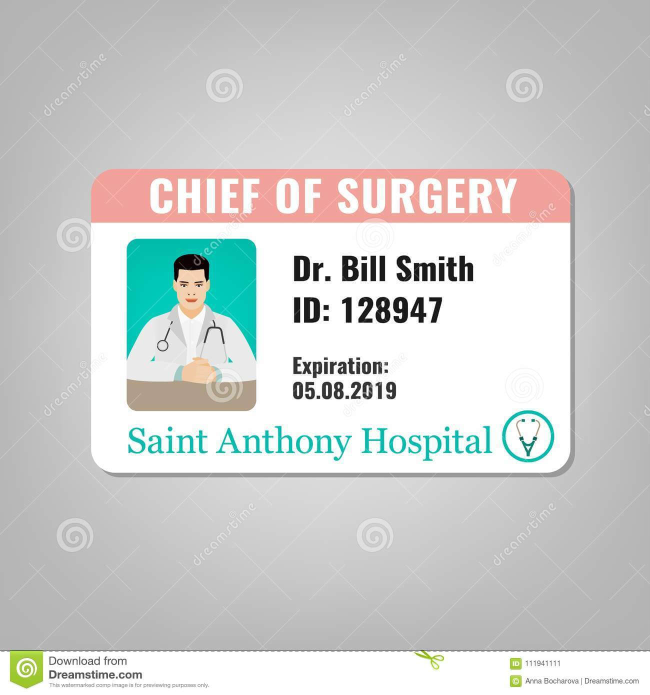 Doctor Id Card Stock Vector. Illustration Of Health – 111941111 Throughout Doctor Id Card Template