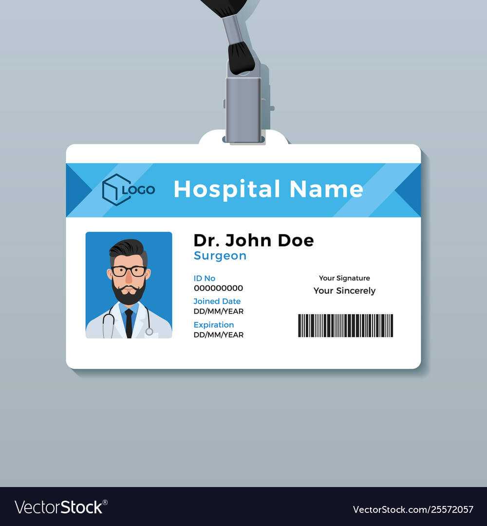 Doctor Id Card Template Medical Identity Badge Within Hospital Id Card Template