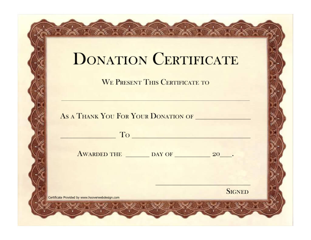 Donation Certificate Template | Certificate Templates Intended For Donation Certificate Template