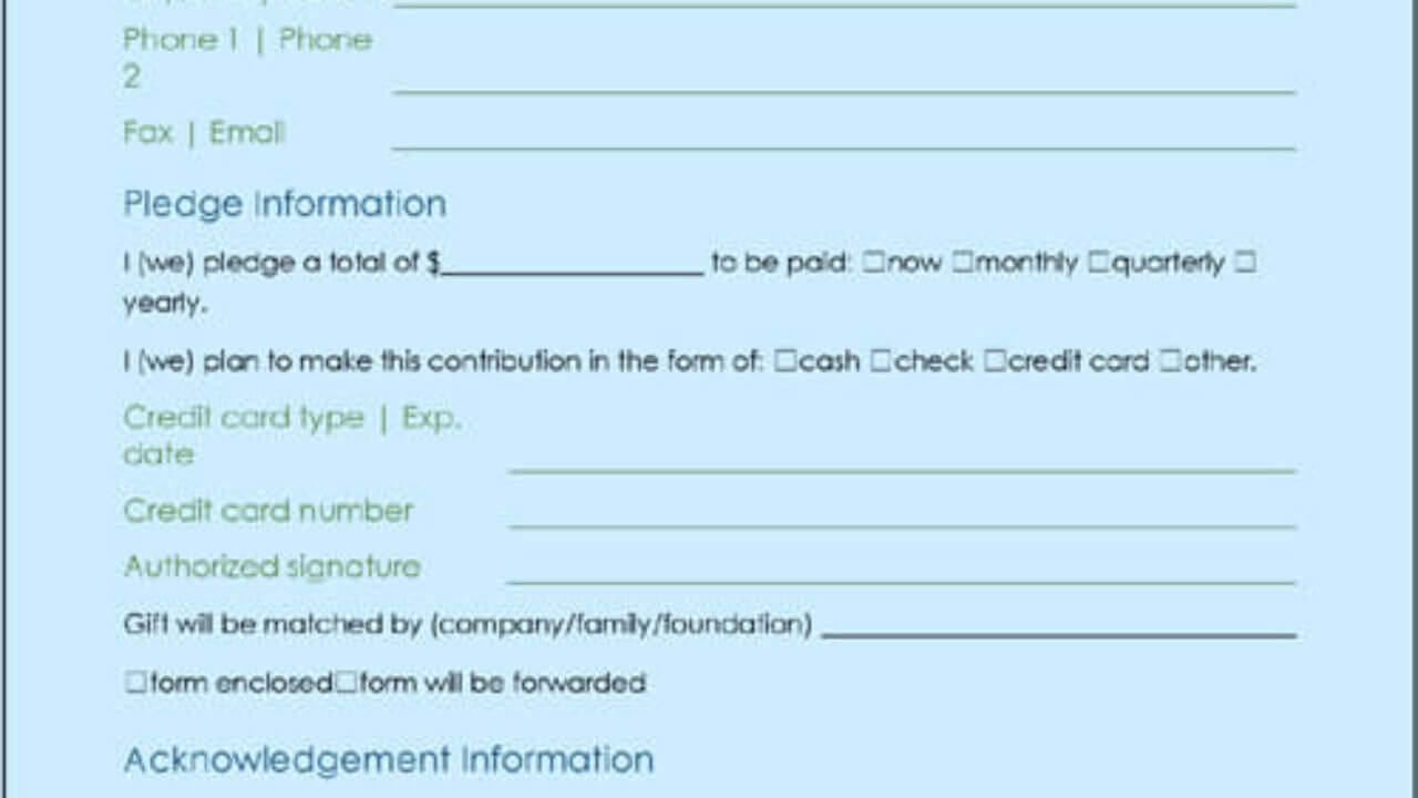 Donation Form Template | Excel & Word Templates With Donation Card Template Free