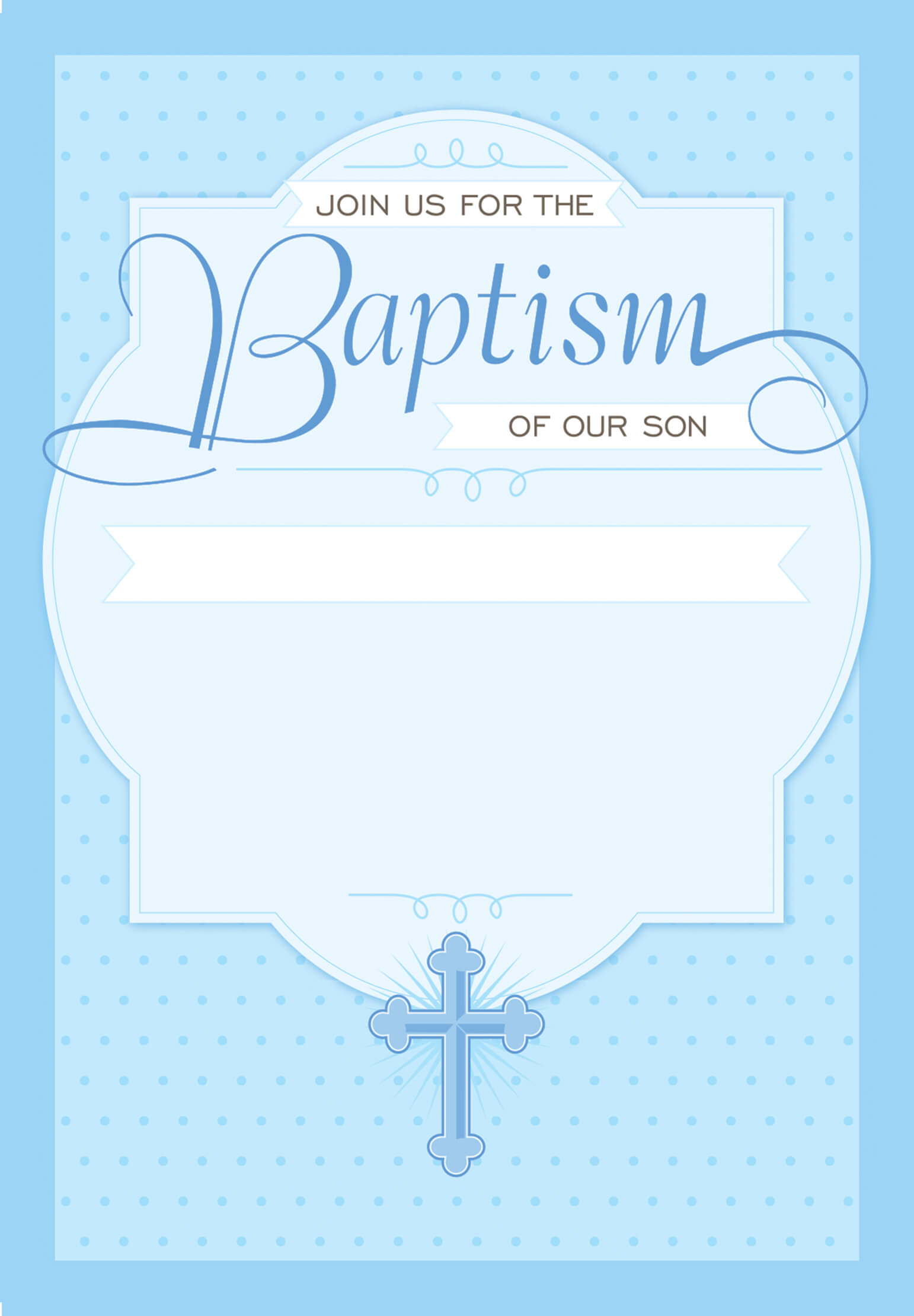 Dotted Blue – Baptism & Christening Invitation Template With Blank Christening Invitation Templates