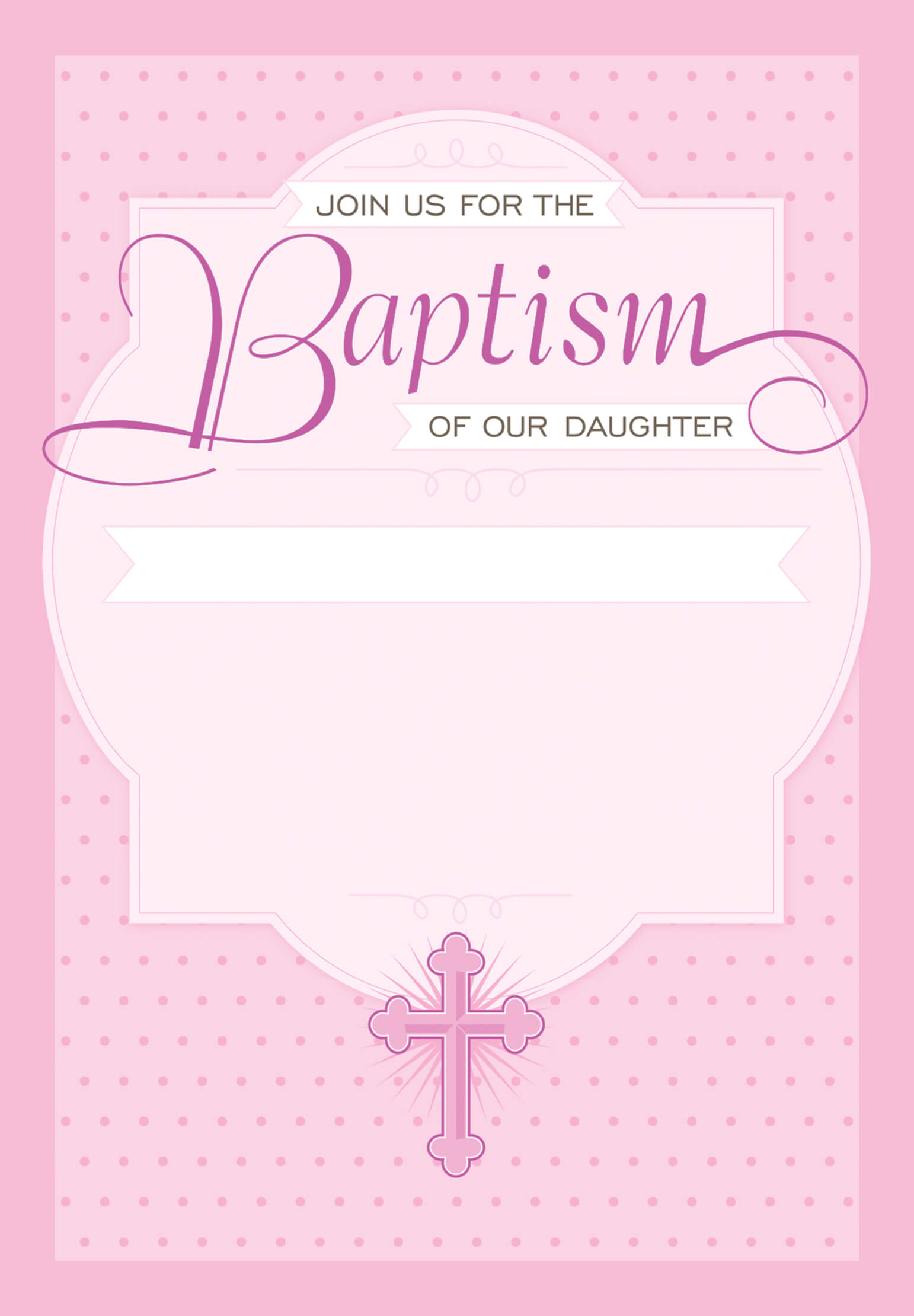 Dotted Pink – Baptism & Christening Invitation Template For Christening Banner Template Free