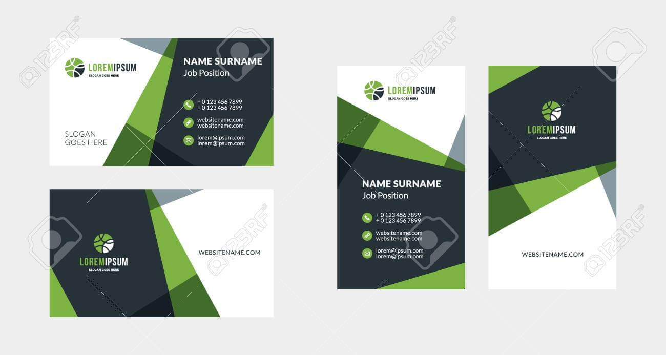 Double Sided Creative Business Card Template. Portrait And Landscape.. Inside Landscaping Business Card Template