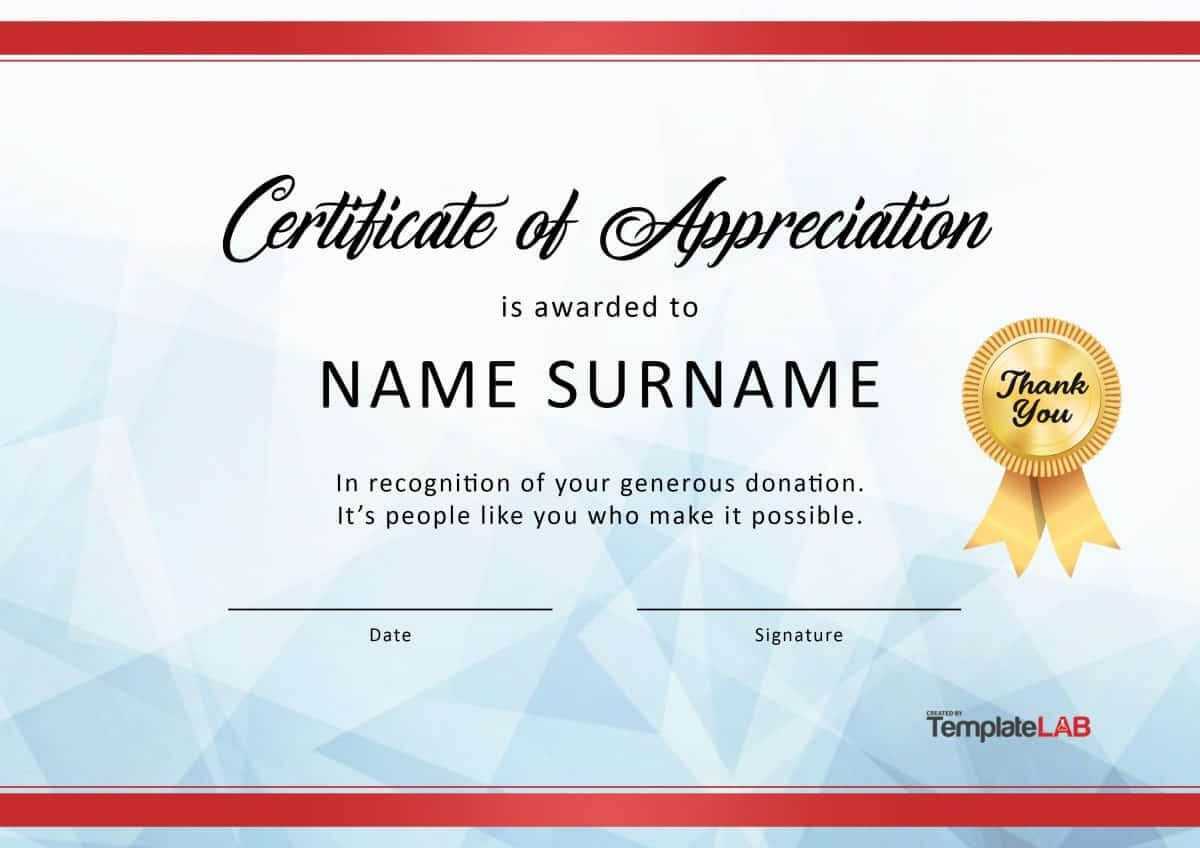 Download Certificate Of Appreciation For Donation 03 Inside Thanks Certificate Template