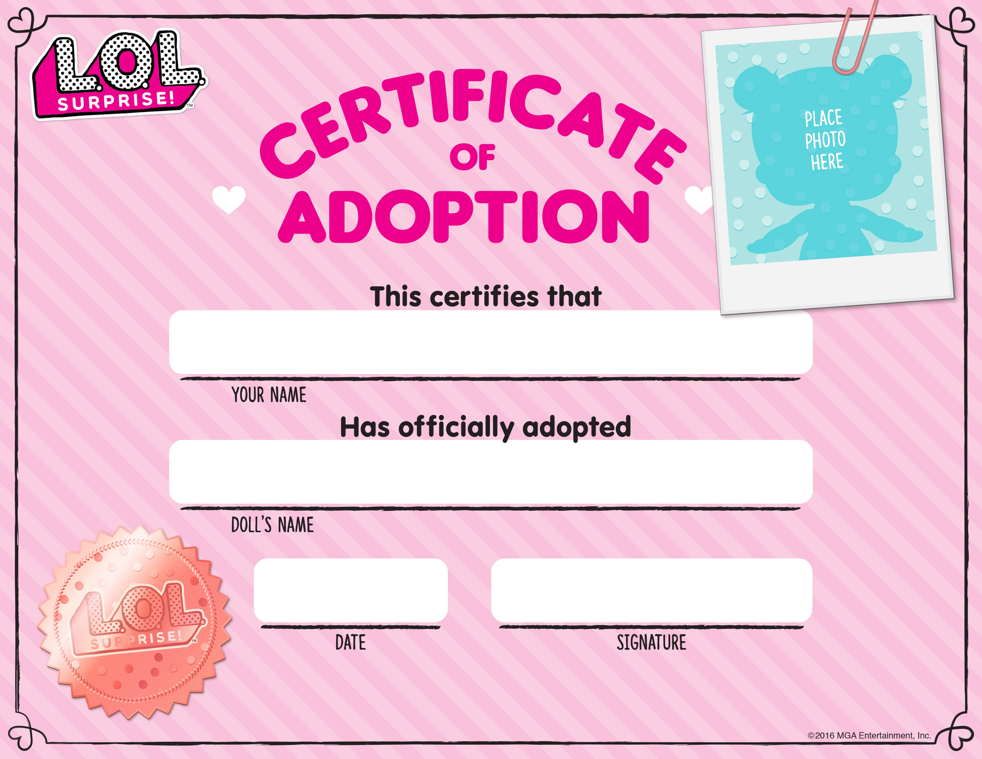 Download Fun Activities And Color Ins To Print Out And Play Within Toy Adoption Certificate Template
