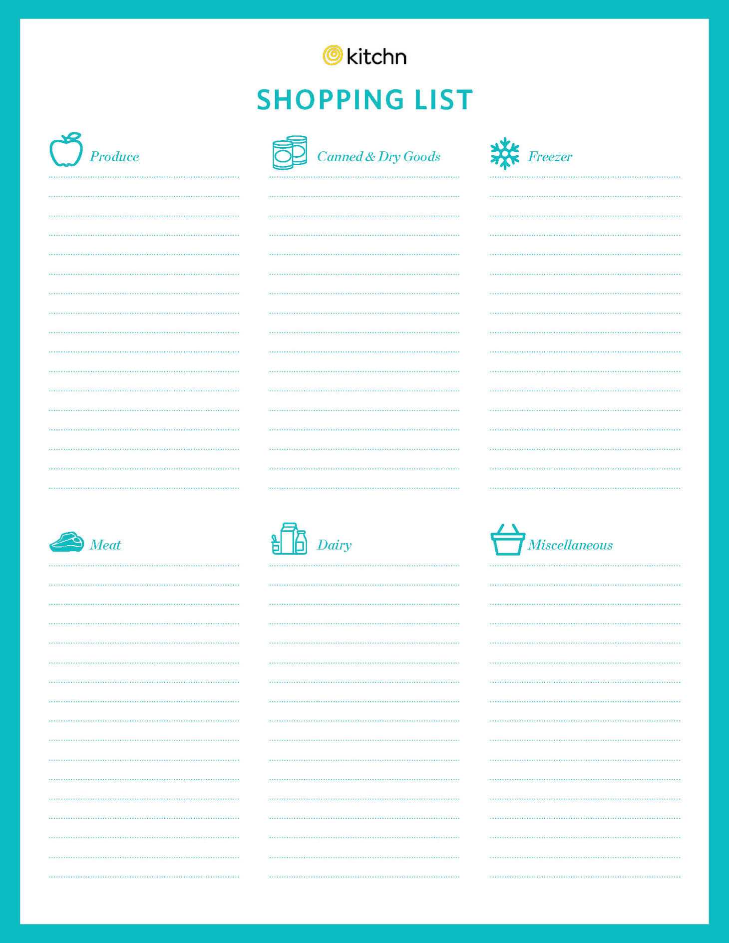 Download Our Free Printable Grocery Shopping List | Kitchn With Regard To Blank Grocery Shopping List Template