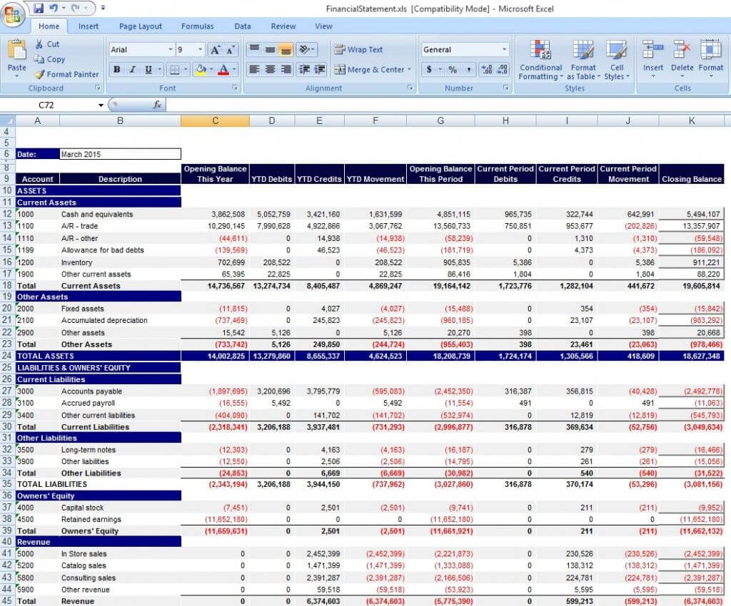Download Personal Financial Statement Template Excel From For Excel Financial Report Templates