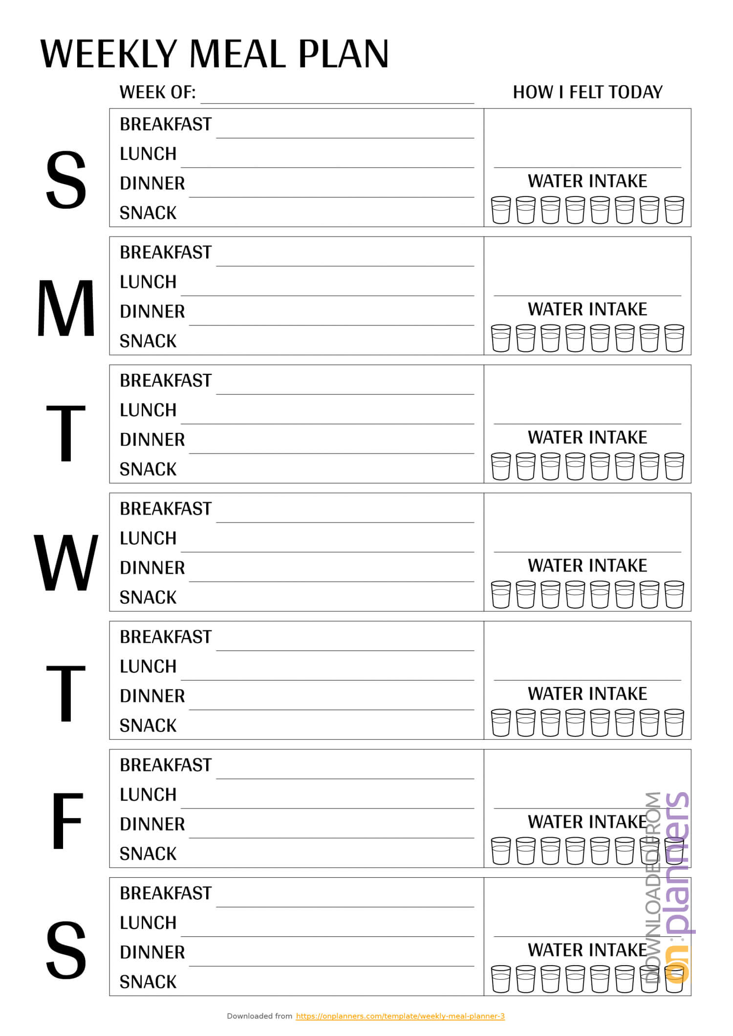 Download Printable Weekly Meal Plan Template Pdf Regarding Blank Meal Plan Template