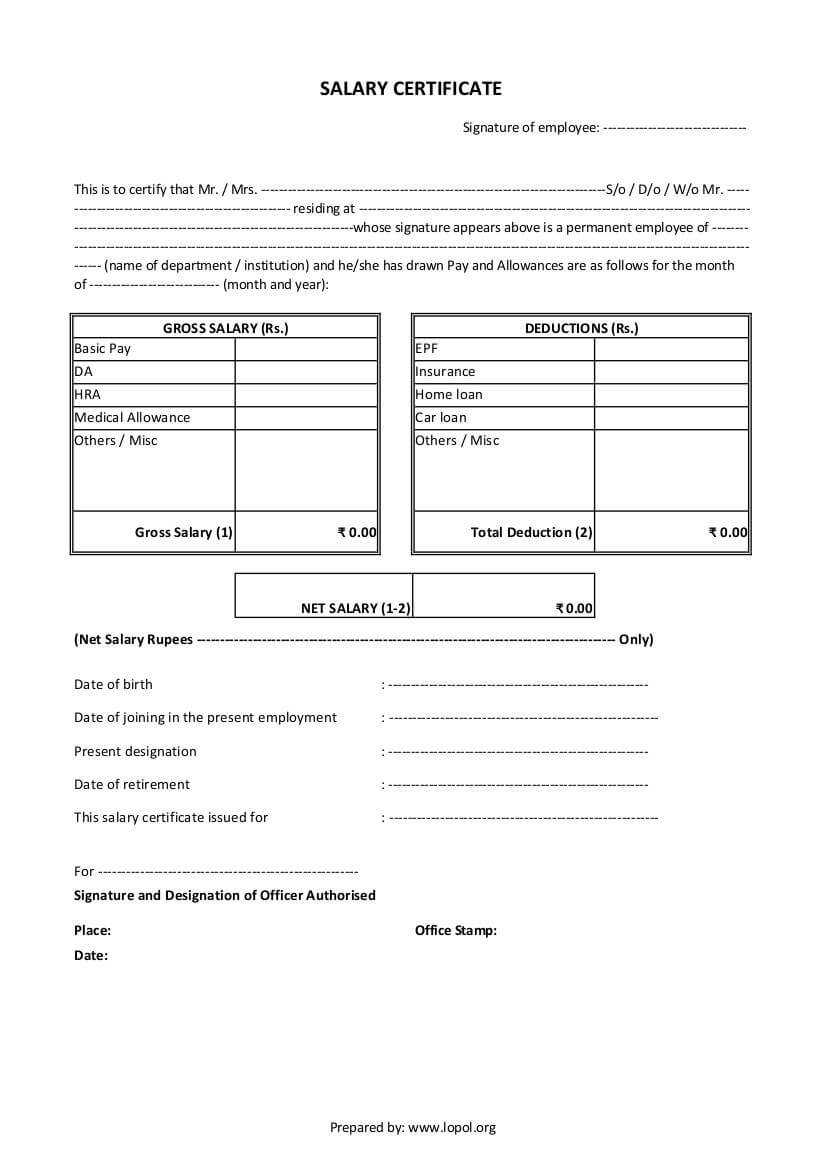 Download Salary Certificate Formats – Word, Excel And Pdf For Certificate Of Payment Template