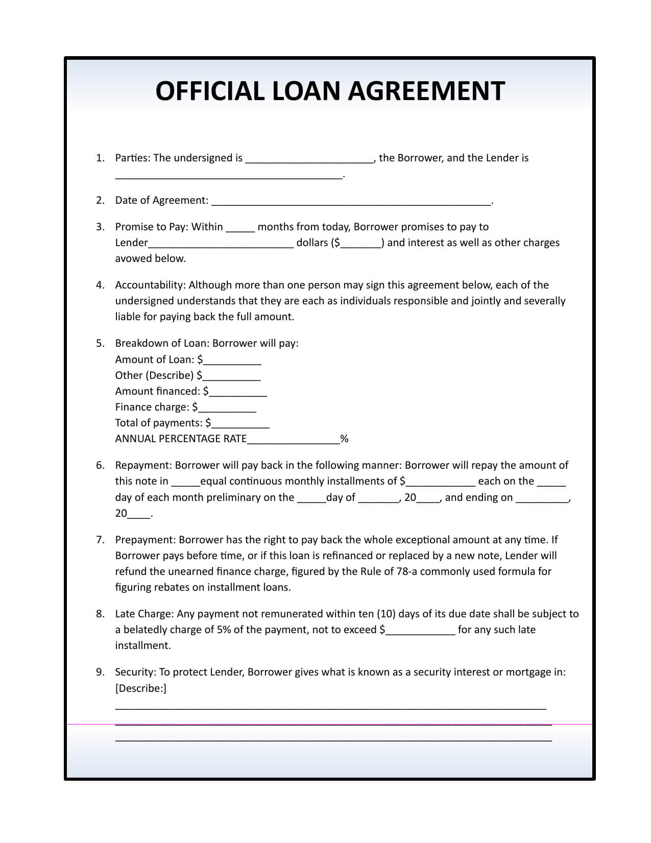 Download Simple Loan Agreement Template | Pdf | Rtf | Word In Blank Loan Agreement Template