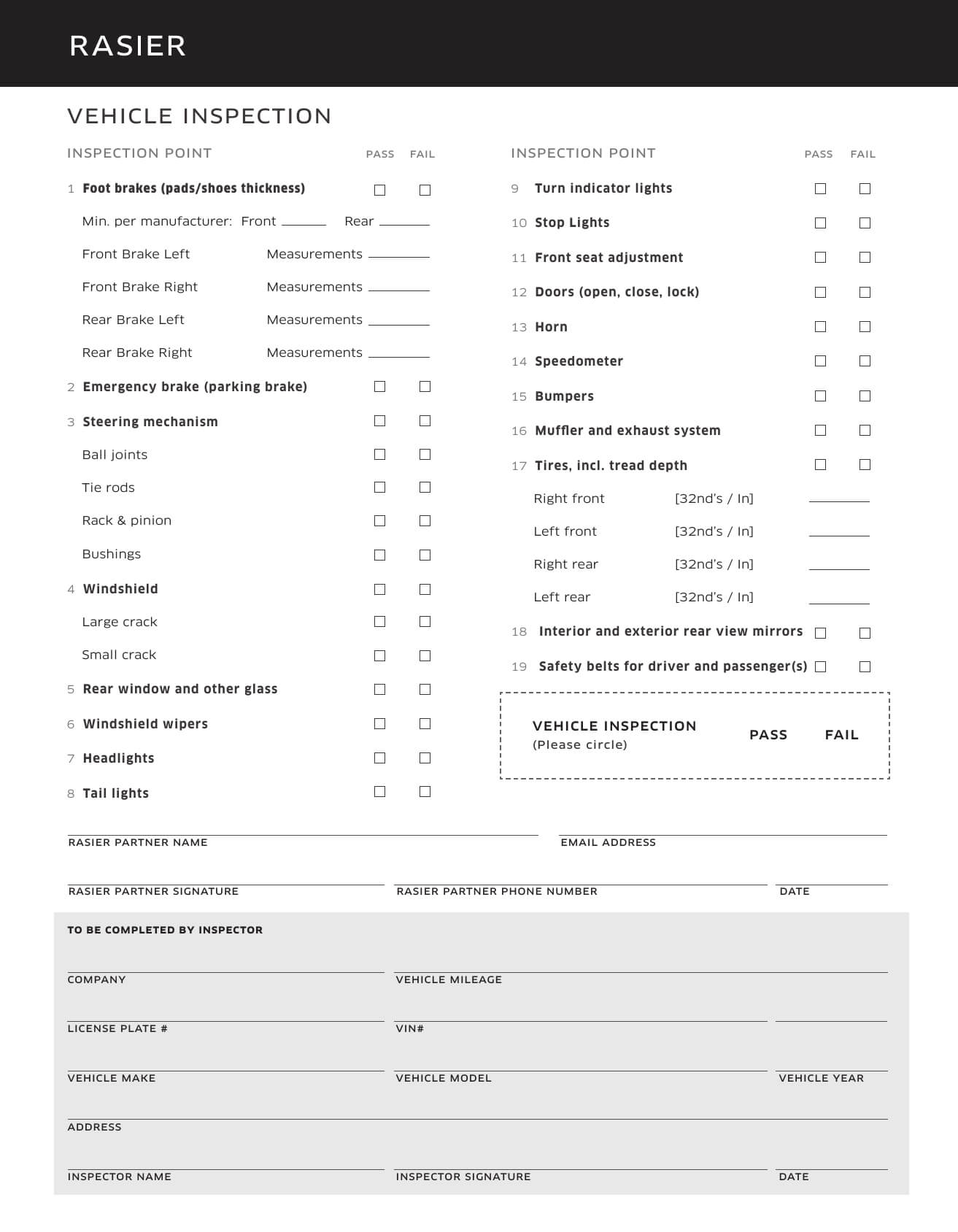 Download Vehicle Inspection Checklist Template | Excel | Pdf Intended For Vehicle Checklist Template Word
