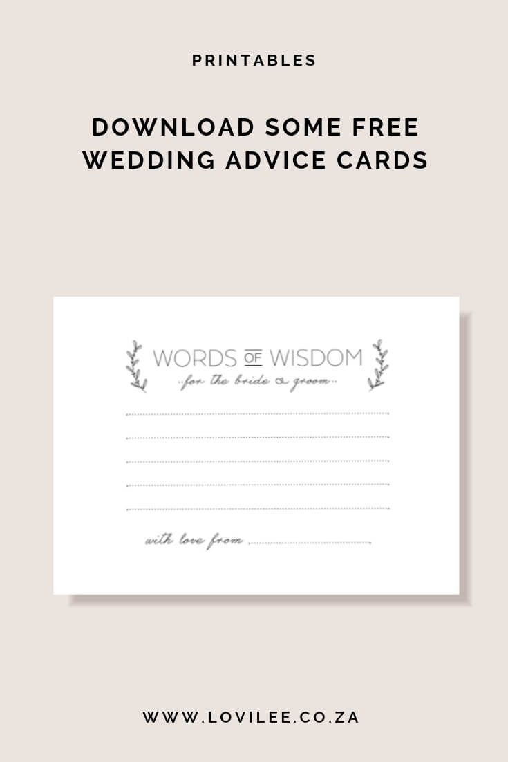 Download Your Free Wedding Advice Cards Printable | Lovilee In Marriage Advice Cards Templates