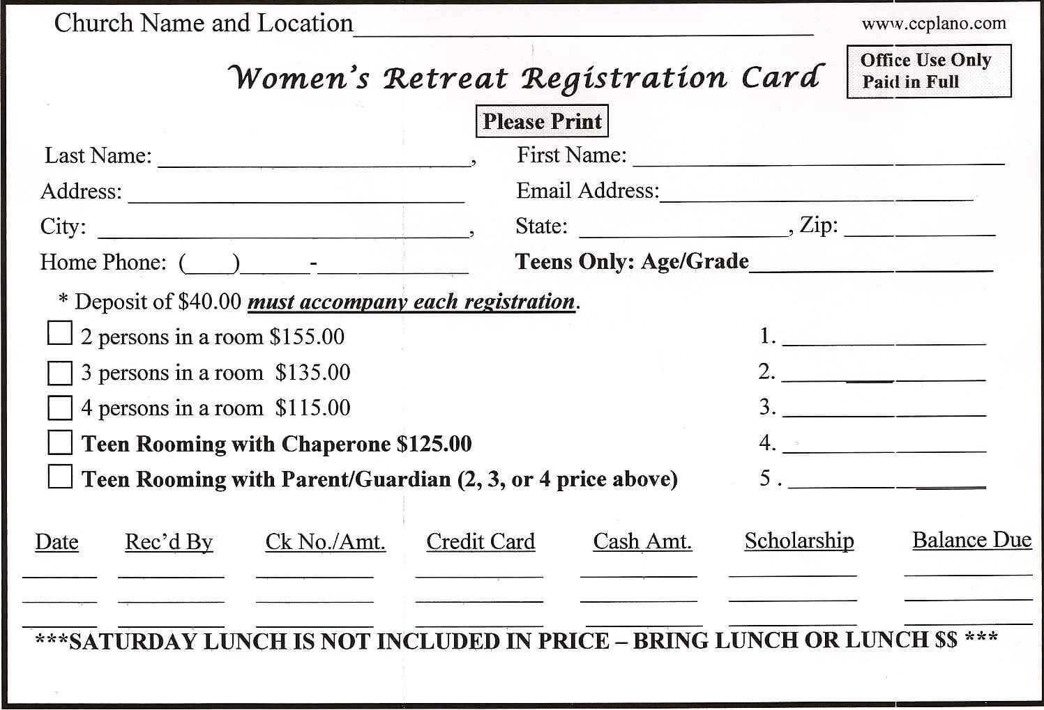 Downloadable Forms – Retreat In A Bag With Regard To Church Visitor Card Template Word