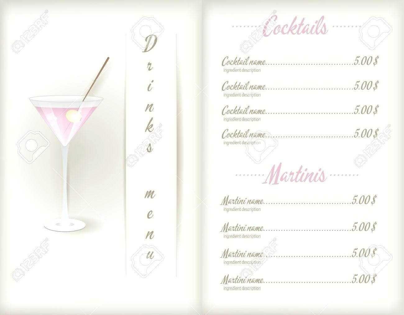 Drink Menu Template – Wepage.co For Cocktail Menu Template Word Free