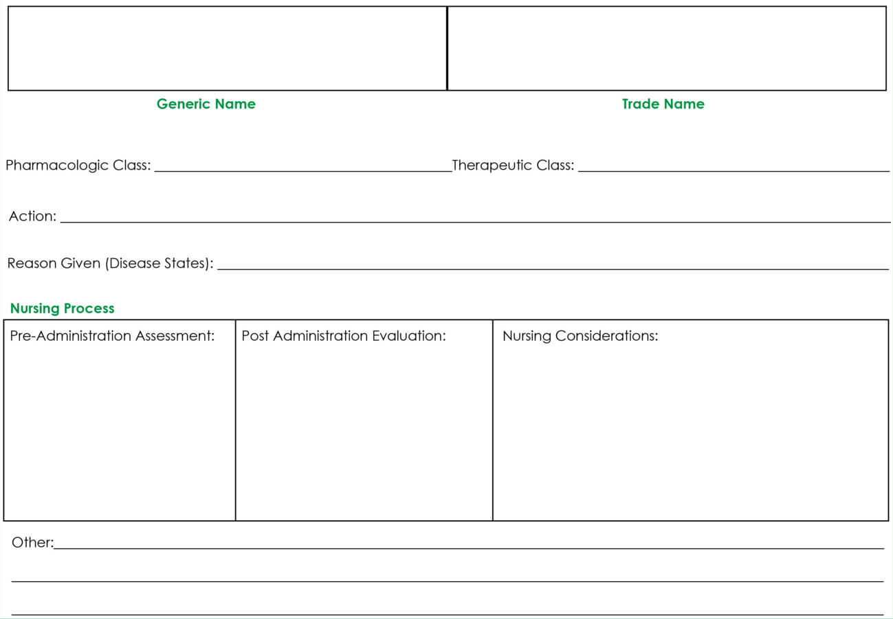 Drug Card Template | Nursing | Pharmacology Nursing, Nursing In Medication Card Template