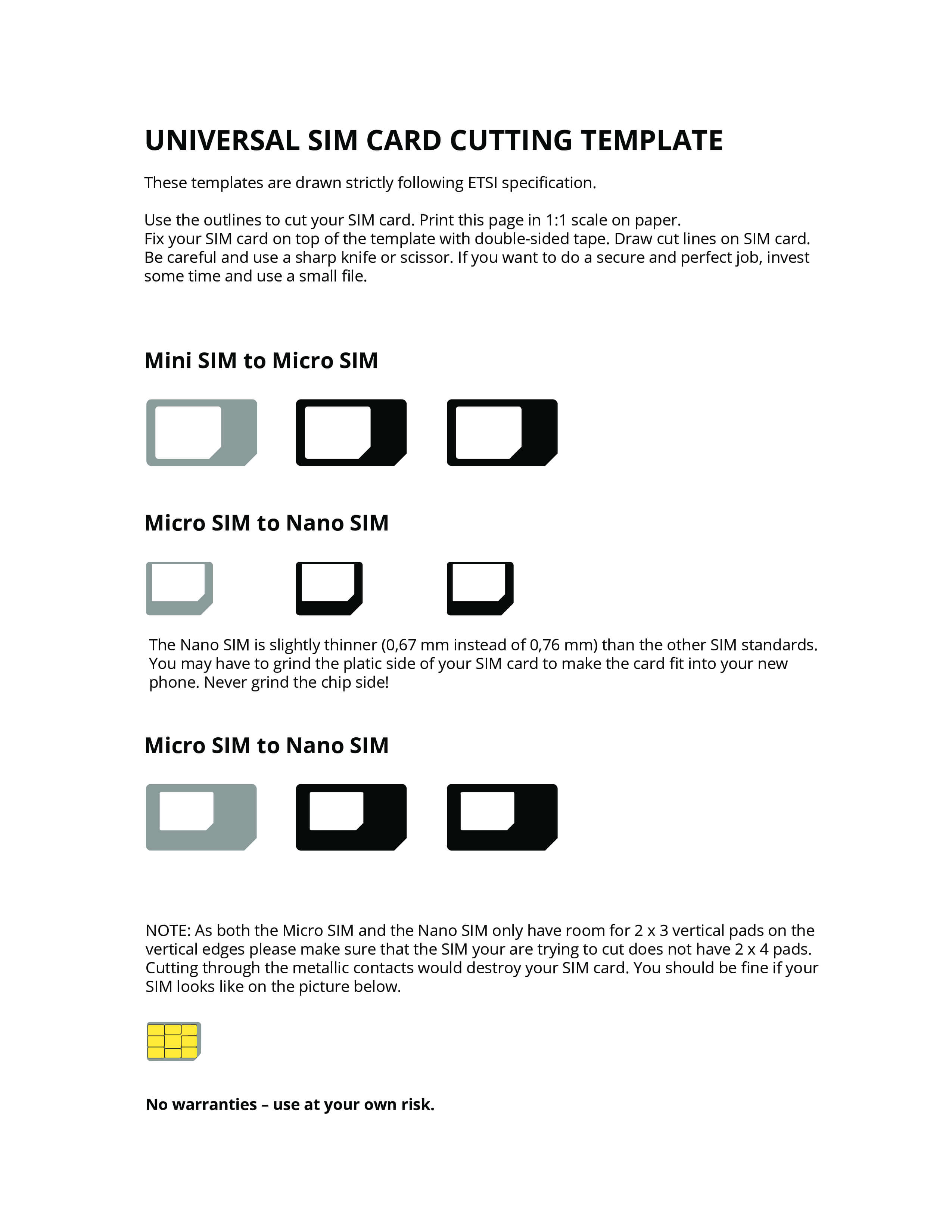 免费Universal Sim Card Cutting Template | 样本文件在 Pertaining To Sim Card Cutter Template