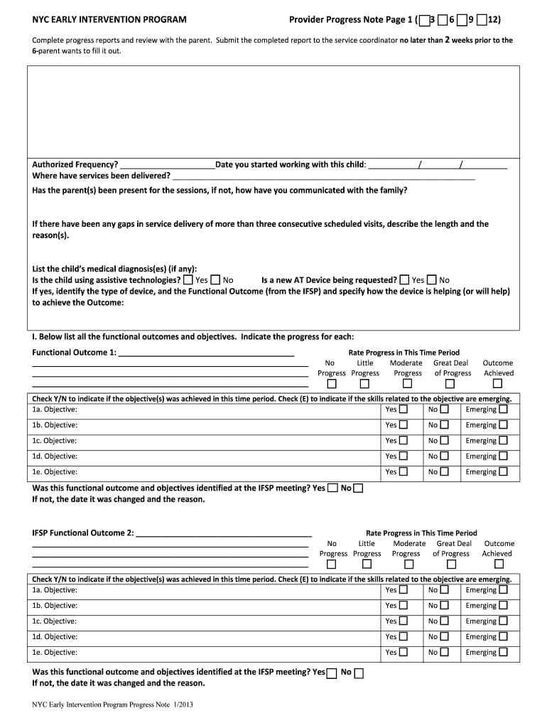 Early Intervention Progress Report – Fill Online, Printable For Service Review Report Template