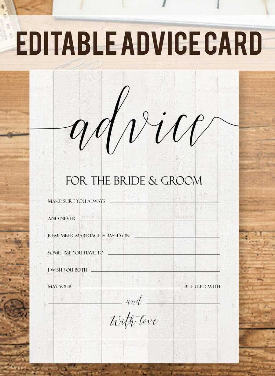 Editable Advice Cards For The Bride To Be, Custom Advice Pertaining To Marriage Advice Cards Templates