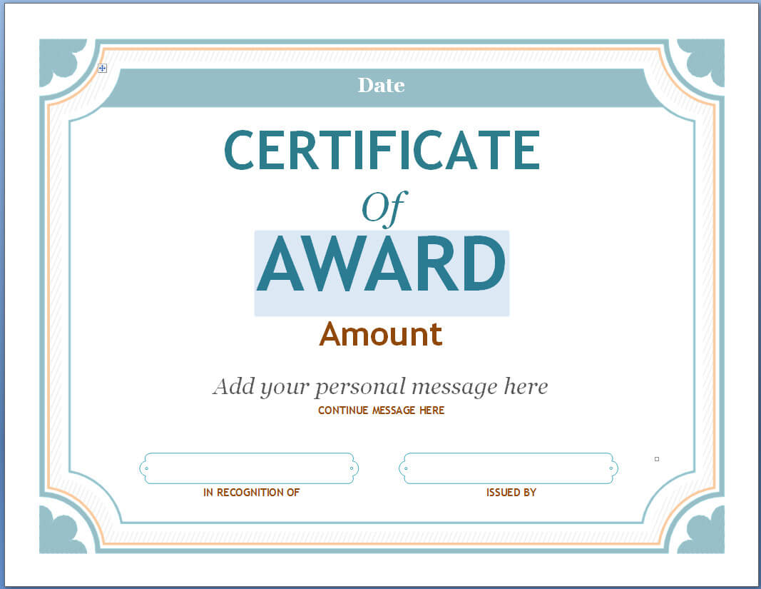 Editable Award Certificate Template In Word #1476 With Sample Award Certificates Templates