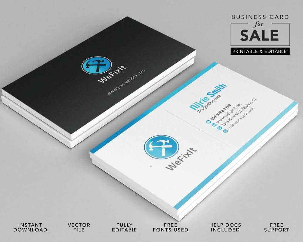 Editable Business Card Templatenijriedesign On Etsy In Adobe Illustrator Business Card Template