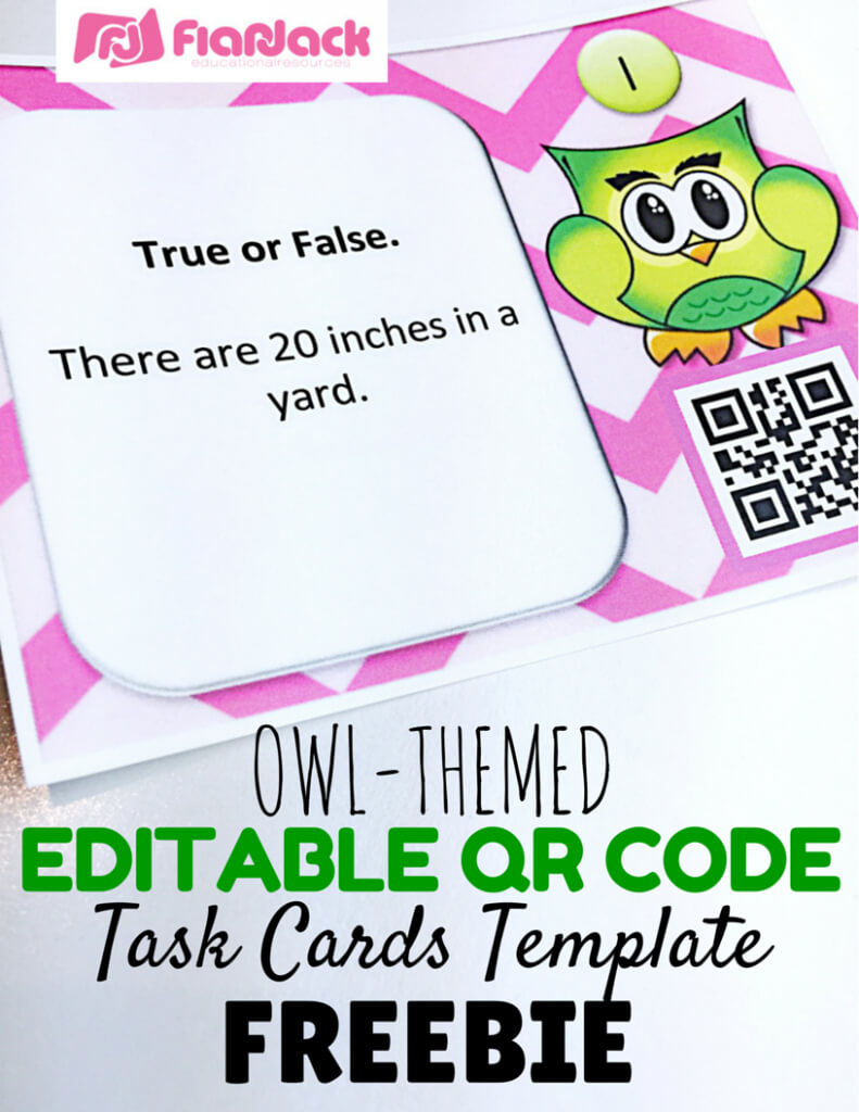 Editable Owl Qr Code Task Cards Template Freebie – Flapjack Regarding Task Cards Template