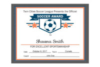Editable Pdf Sports Team Soccer Certificate Award Template pertaining to Track And Field Certificate Templates Free