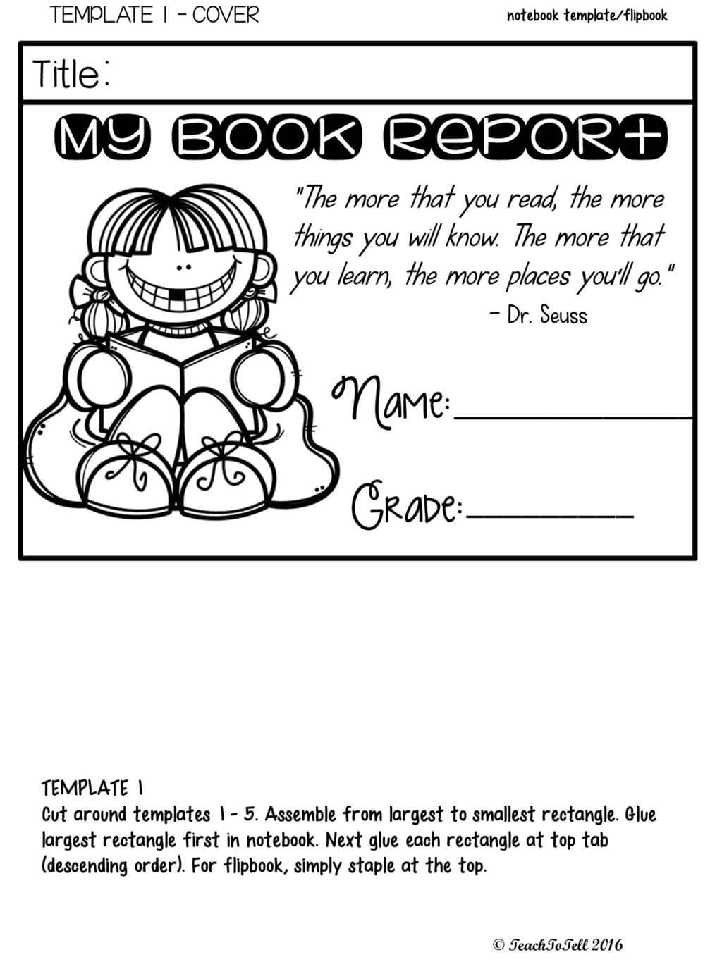 Editable Templates 3 Cover Options My Book Report Name Within Book Report Template Grade 1