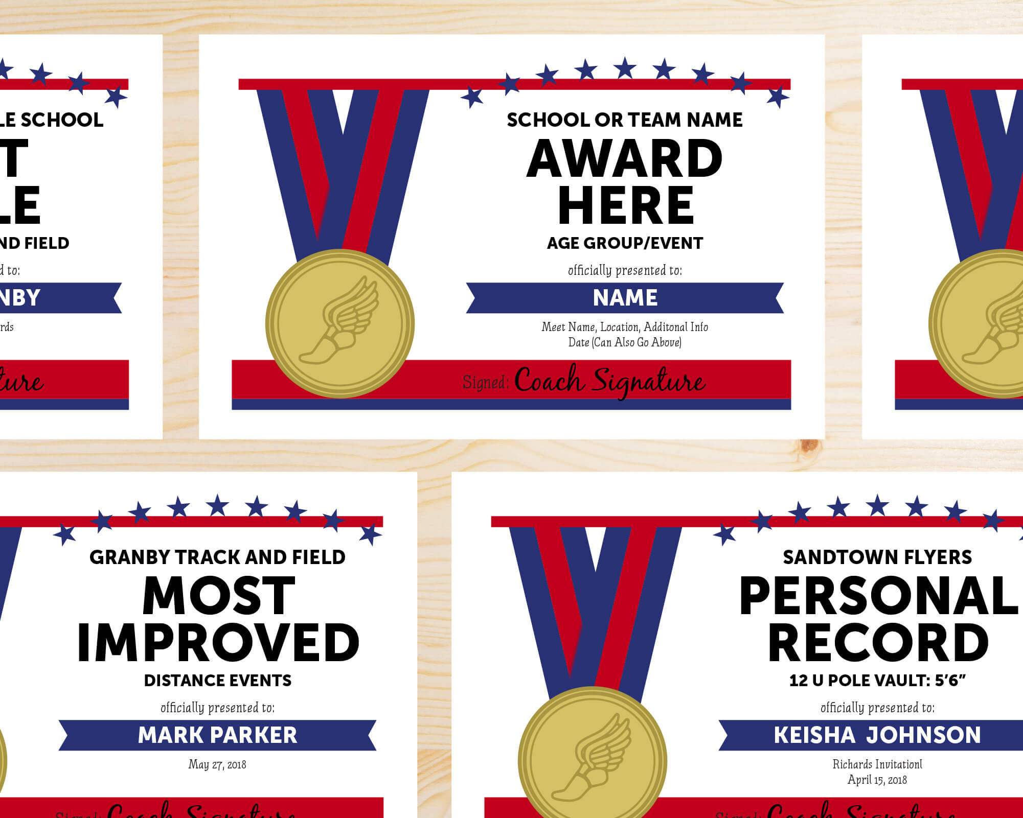 Editable Track And Field Award Certificates – Instant Download Printable –  Blue And Red In Track And Field Certificate Templates Free