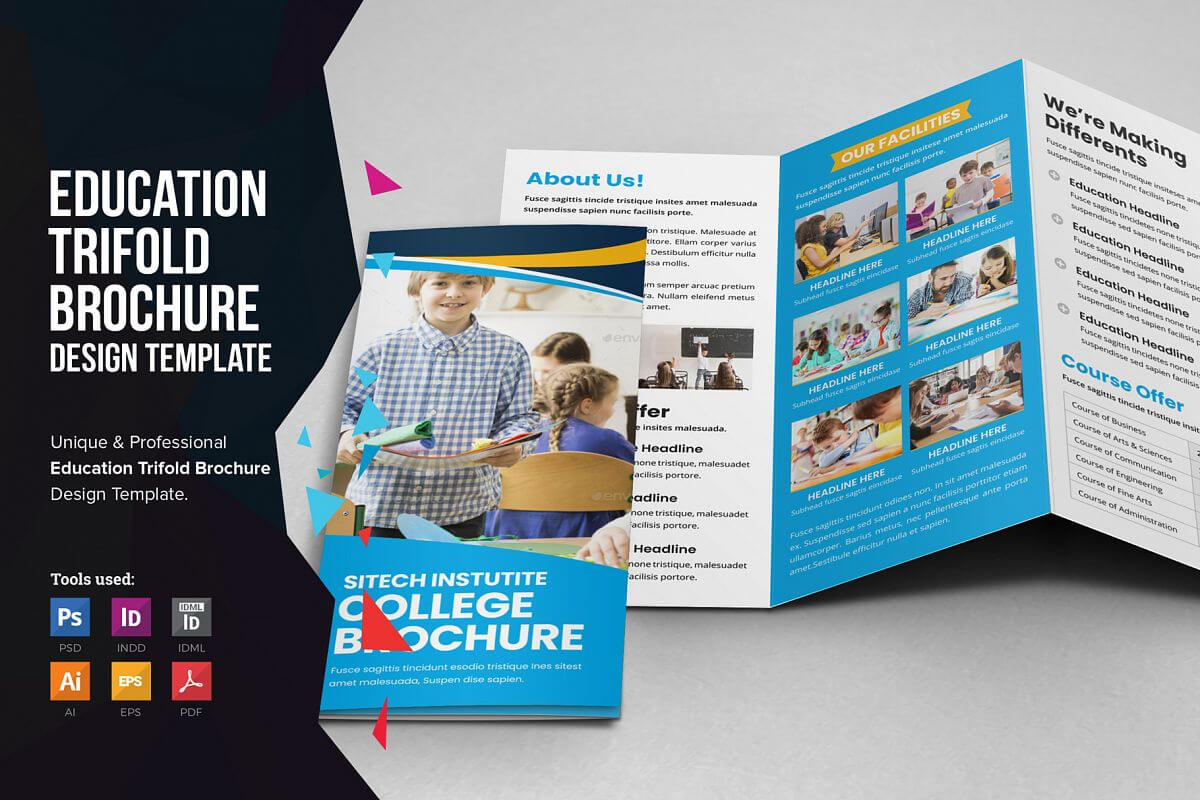 Education School Trifold Brochure V2 Intended For Tri Fold School Brochure Template