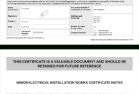 Electrical Minor Works Certificate Template throughout Electrical Minor Works Certificate Template