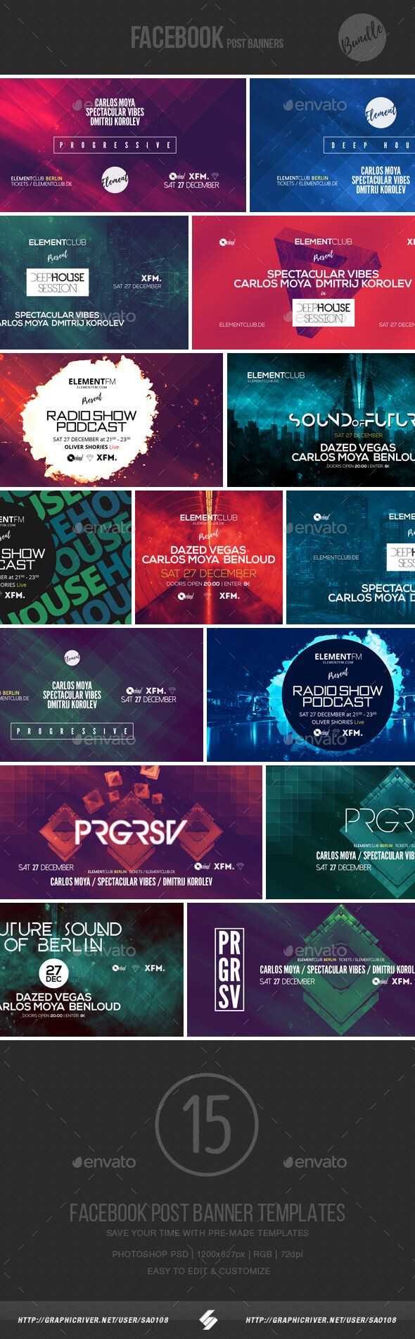 Electronic Music Event Facebook Post Banner Templates Psd In Event Banner Template