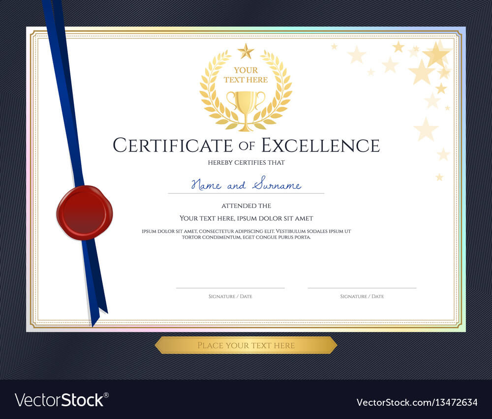 Elegant Certificate Template For Excellence Pertaining To Elegant Certificate Templates Free