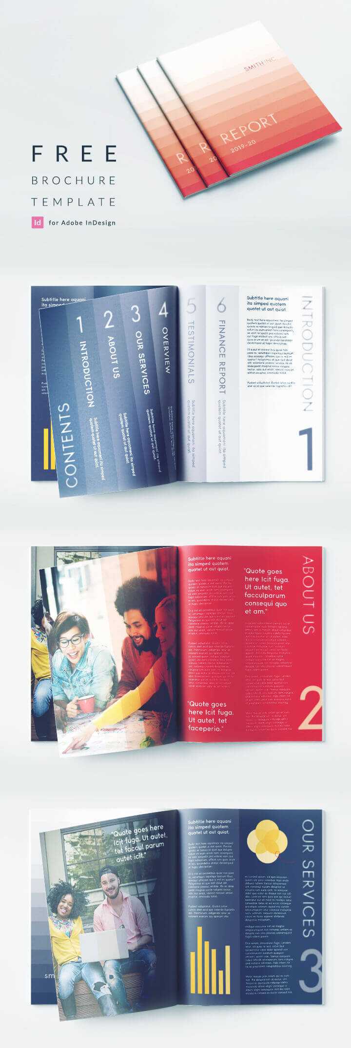 Elegant Corporate Brochure Or Report Indesign Template With Regard To Free Indesign Report Templates