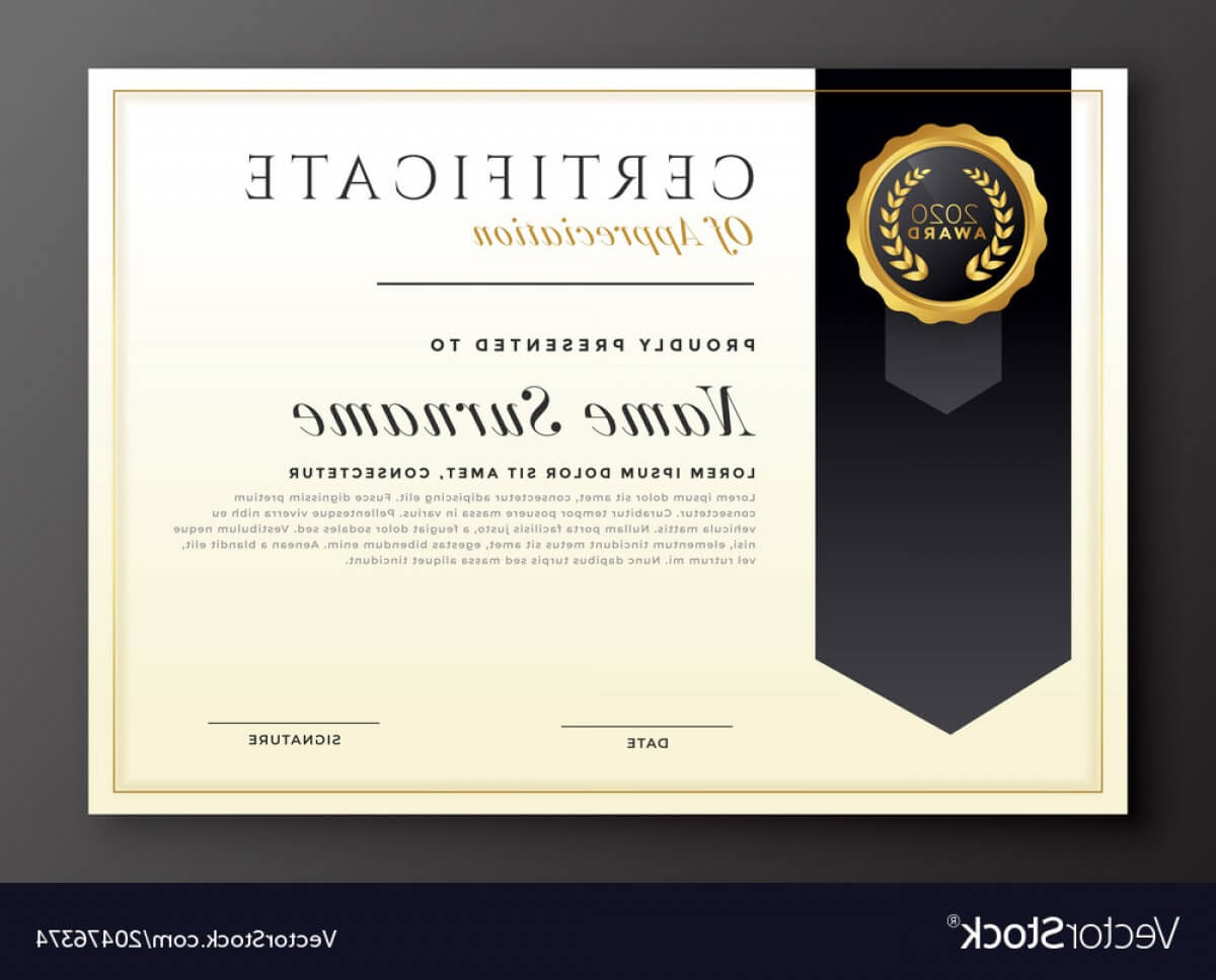 Elegant Diploma Award Certificate Template Design Vector With Regard To Award Certificate Design Template