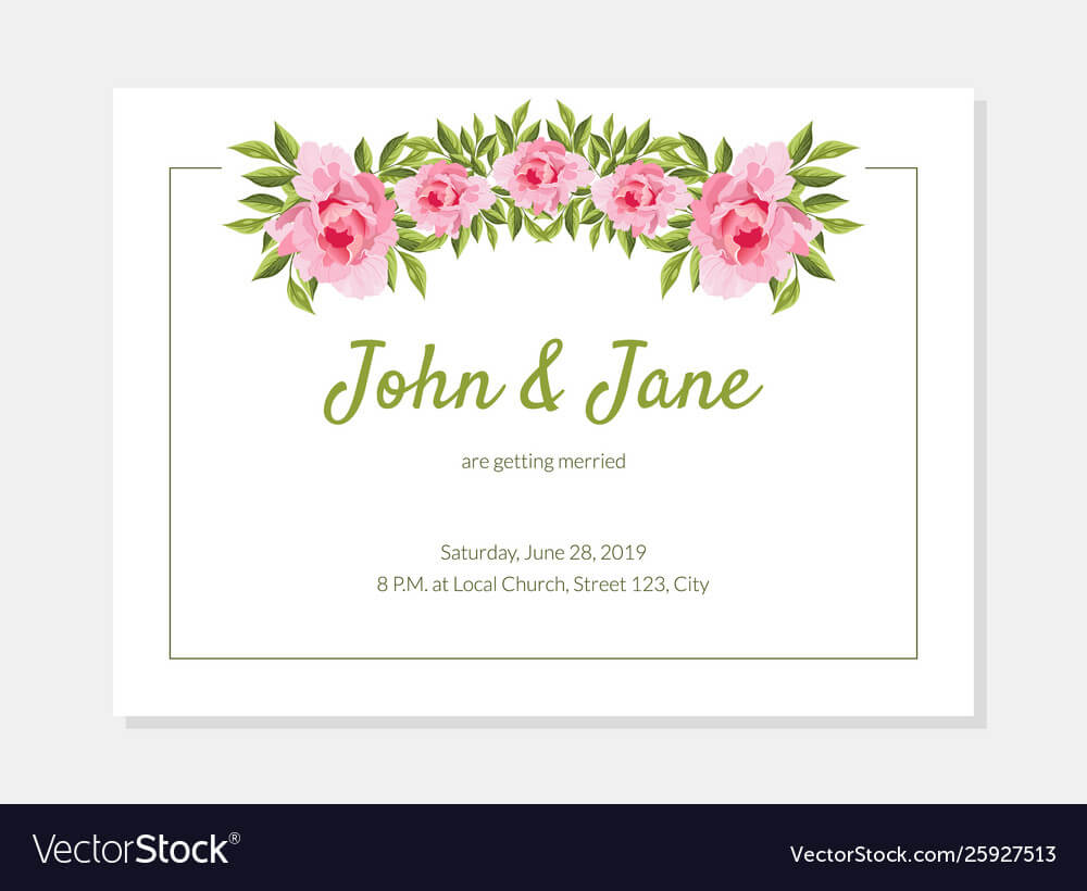 Elegant Flowers Frame Wedding Invitation Card For Church Wedding Invitation Card Template