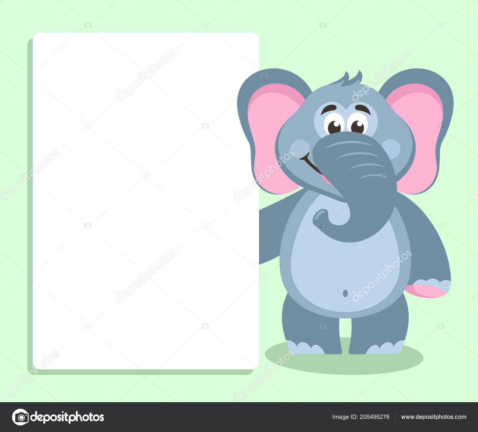 Elephant White Board Template Your Text Cartoon Character With Regard To Blank Elephant Template