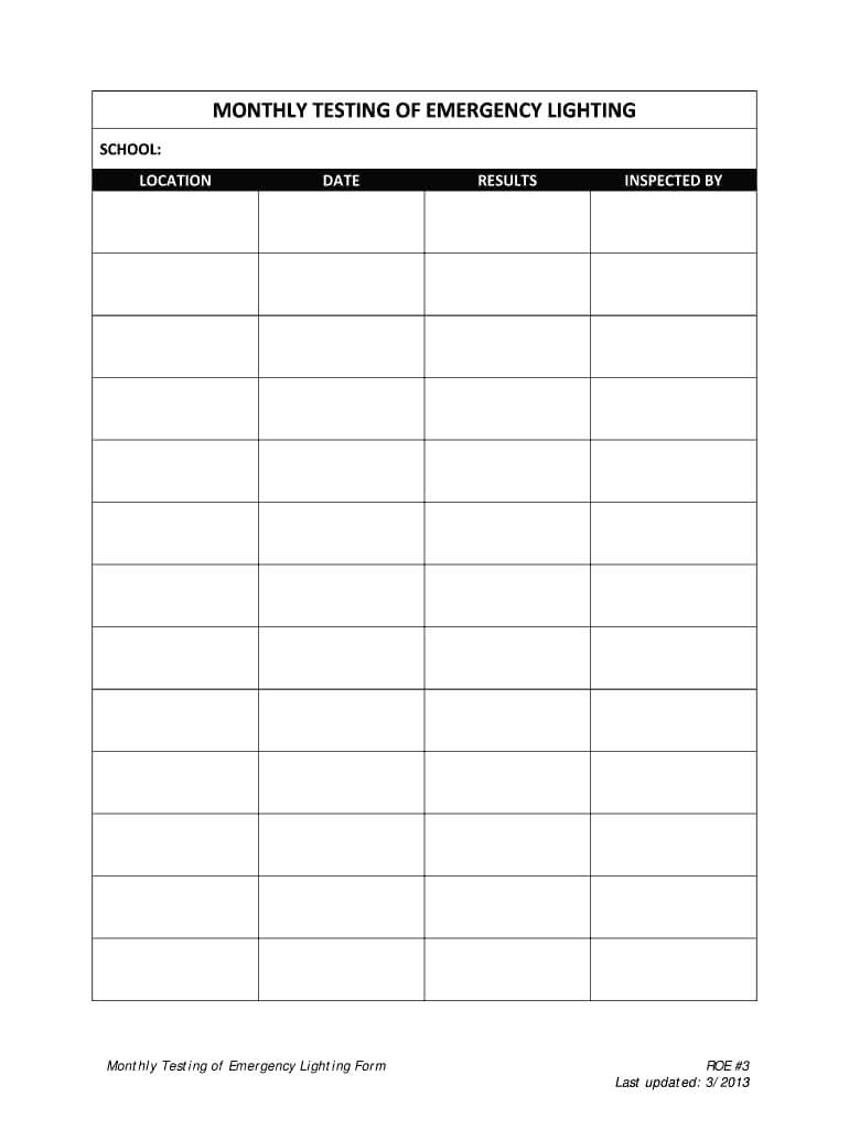 Emergency Lighting Test Log Template – Fill Online With Regard To Test Exit Report Template