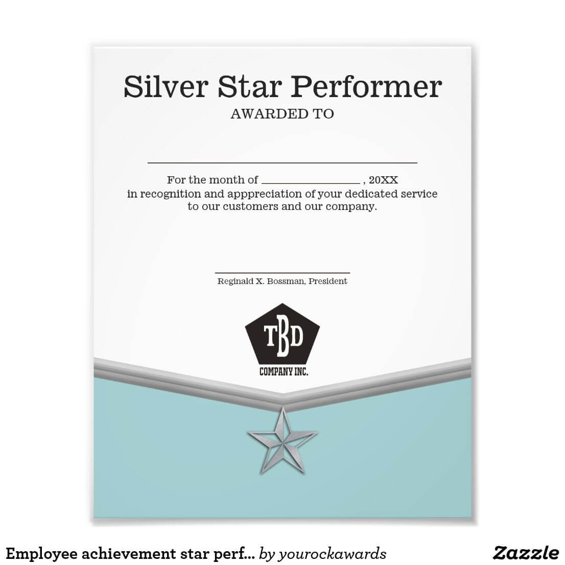 Employee Achievement Star Performer Certificate Photo Print With Star Performer Certificate Templates