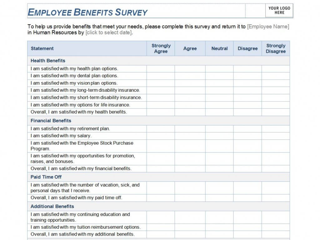 Employee Benefits Survey Template | Employee Benefits Survey Regarding Employee Satisfaction Survey Template Word