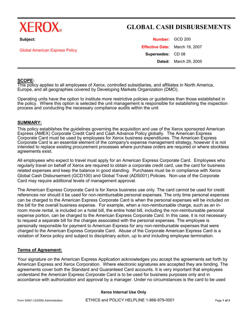 Employee Credit Card Agreement Template Corporate Functional Throughout Corporate Credit Card Agreement Template