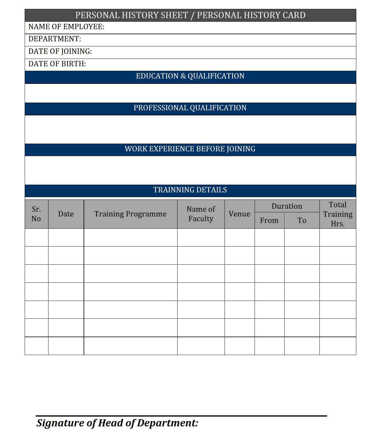 Employee History Card – With Employee Card Template Word