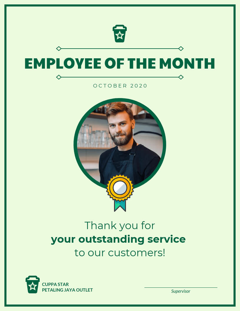 Employee Of The Month Certificate Template Template Inside Employee Of The Month Certificate Template