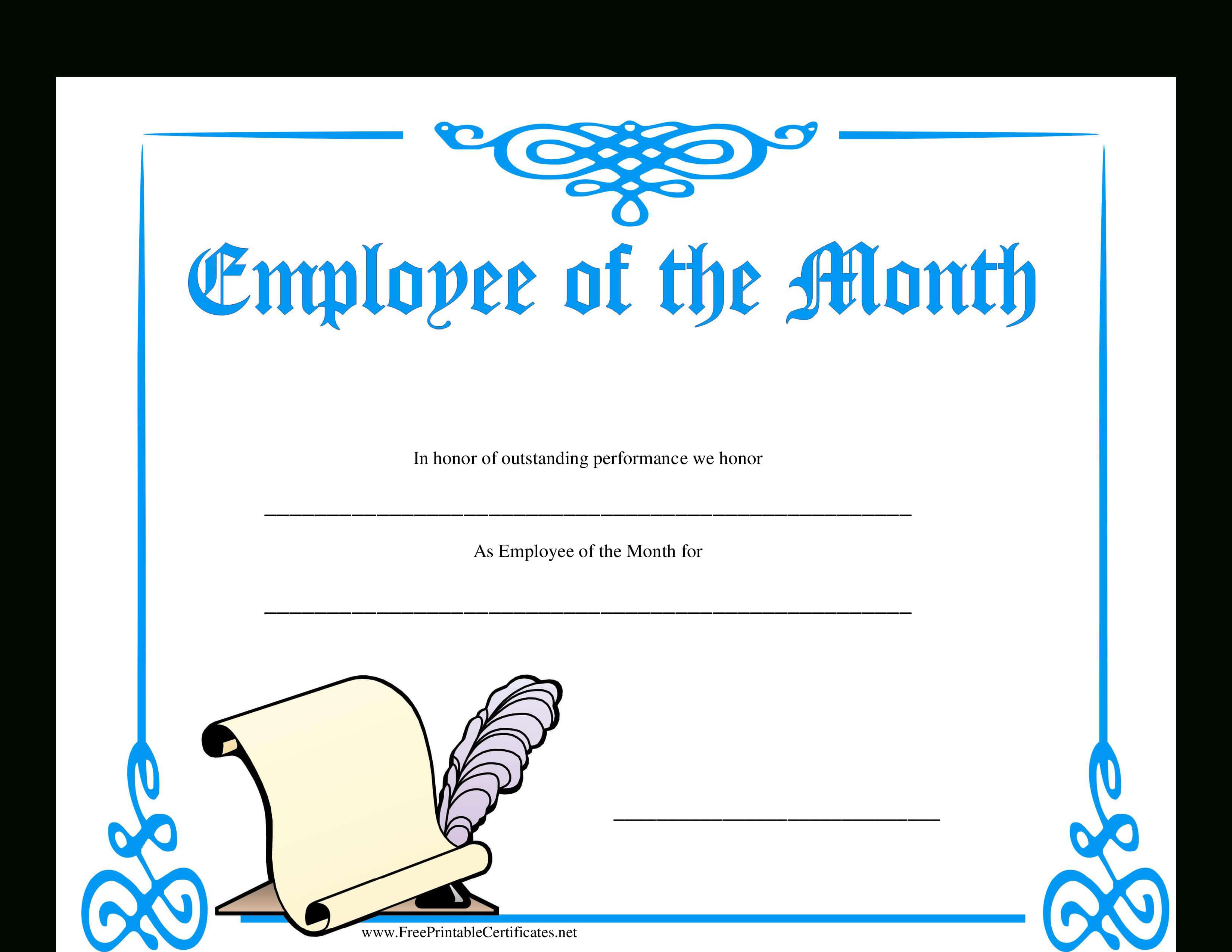 Employee Of The Month Certificate | Templates At With Employee Of The Month Certificate Templates
