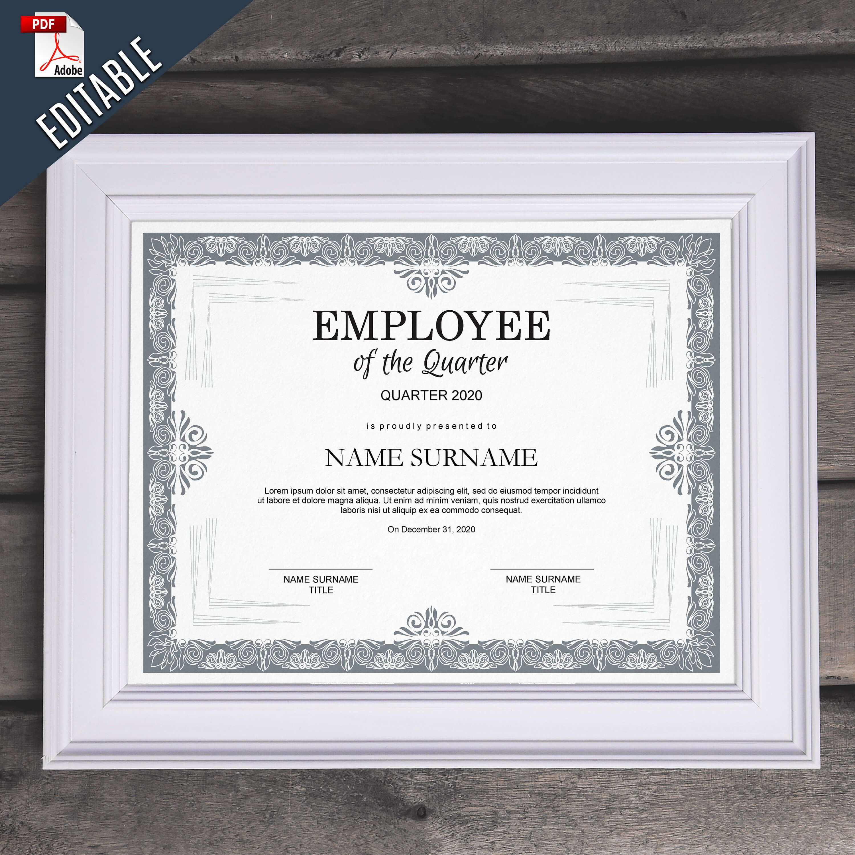 Employee Of The Quarter Editable Template Editable Award With Regard To Commemorative Certificate Template