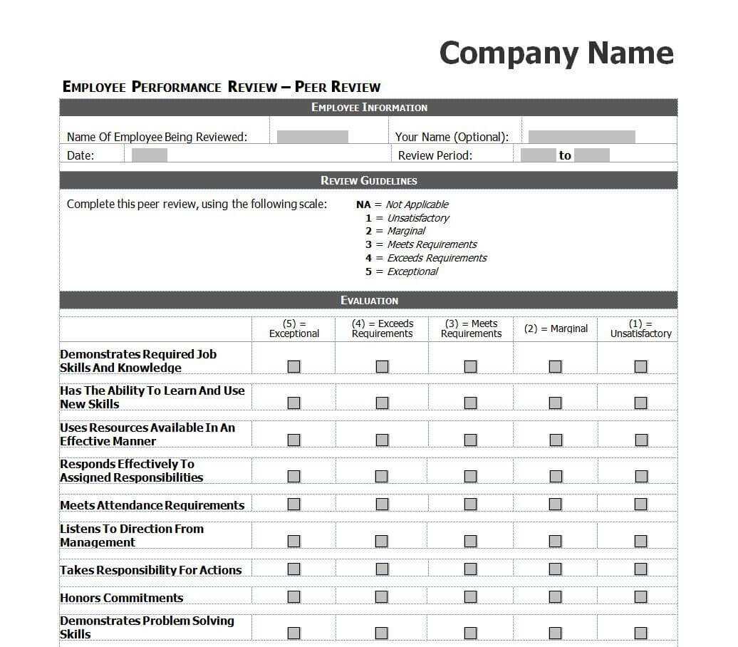 Employee Performance Review Forms Templates | Employee In Staff Progress Report Template