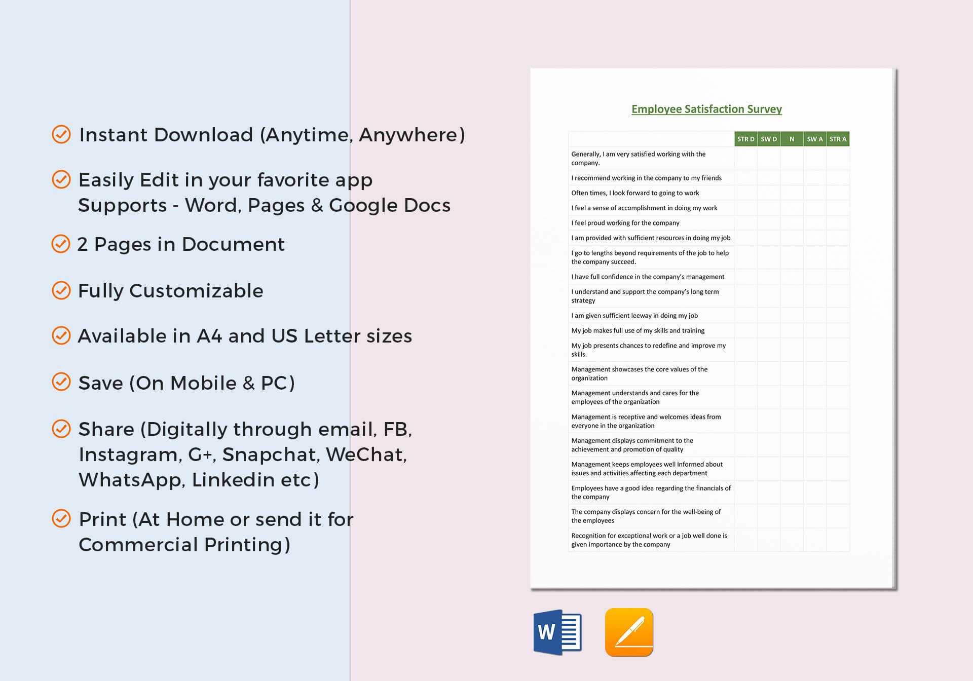 Employee Satisfaction Survey Template Throughout Employee Satisfaction Survey Template Word