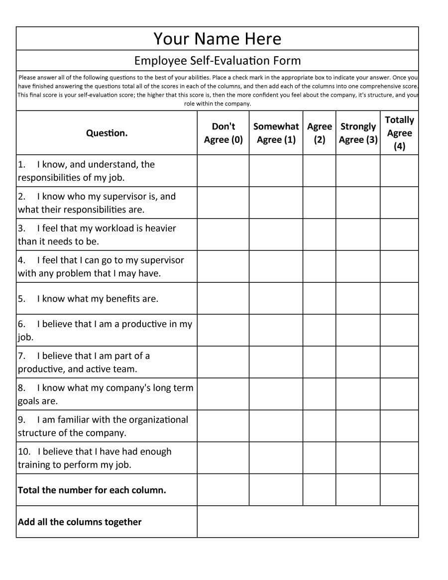 Employee Self Evaluation Form Within Blank Evaluation Form Template