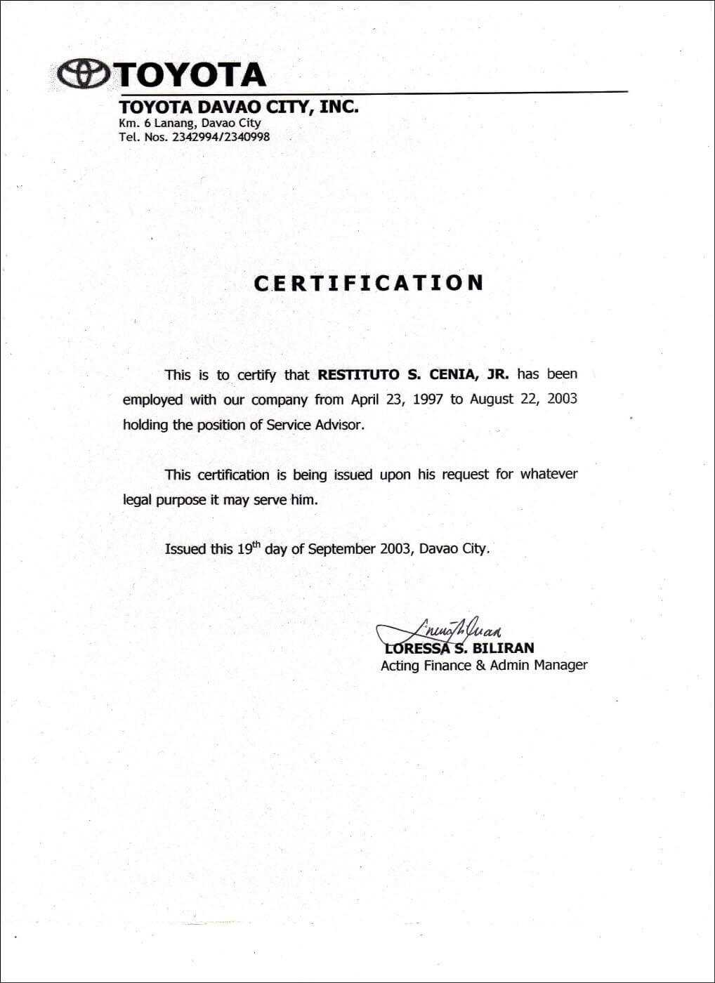 Employment Certificate Sample Best Templates For Lady Of Inside Sales Certificate Template